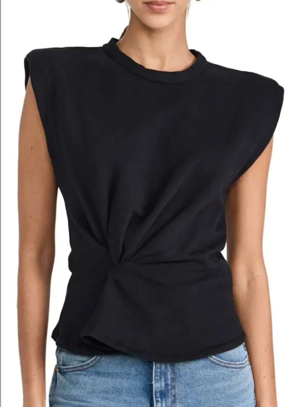 IRO Fili Black Twist-Front Sleeveless Top S